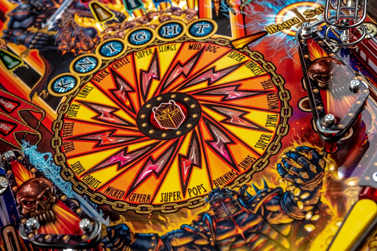 Multiball-actie op de Stern Black Knight flipperkast