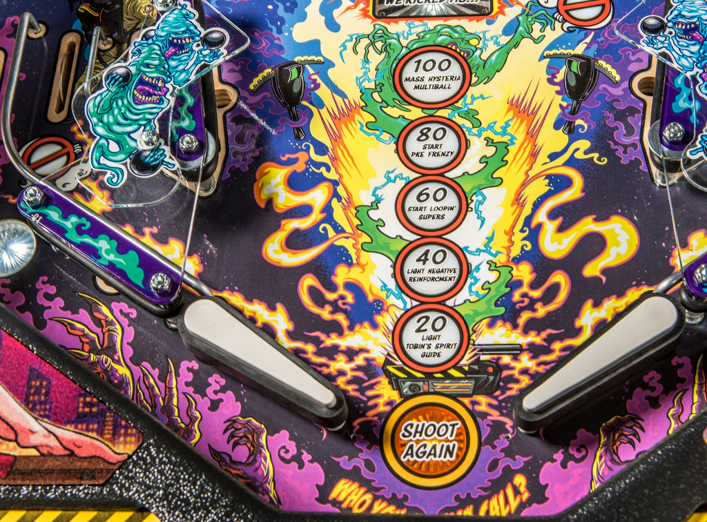 Multiball-actie op de Ghostbusters flipperkast