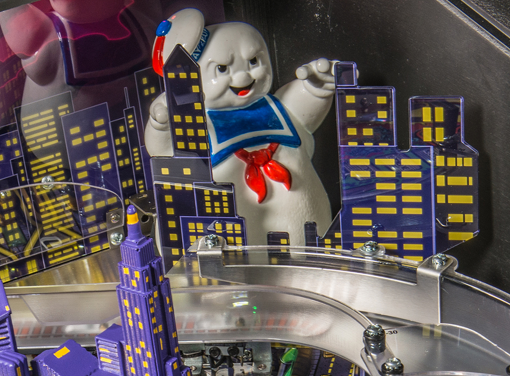 De Stay Puft Marshmallow Man op de Ghostbusters flipperkast
