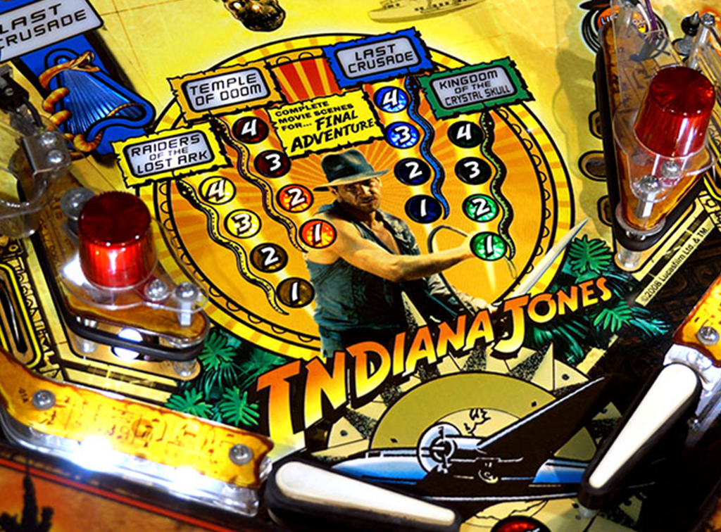 Vier filmzones op de Stern Indiana Jones flipperkast