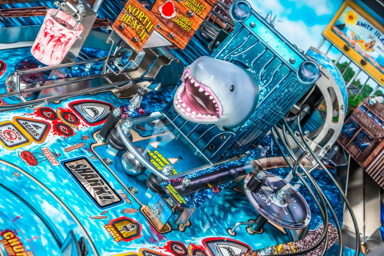 Stern JAWS Pro flipperkast te huren - speelveld met de witte haai