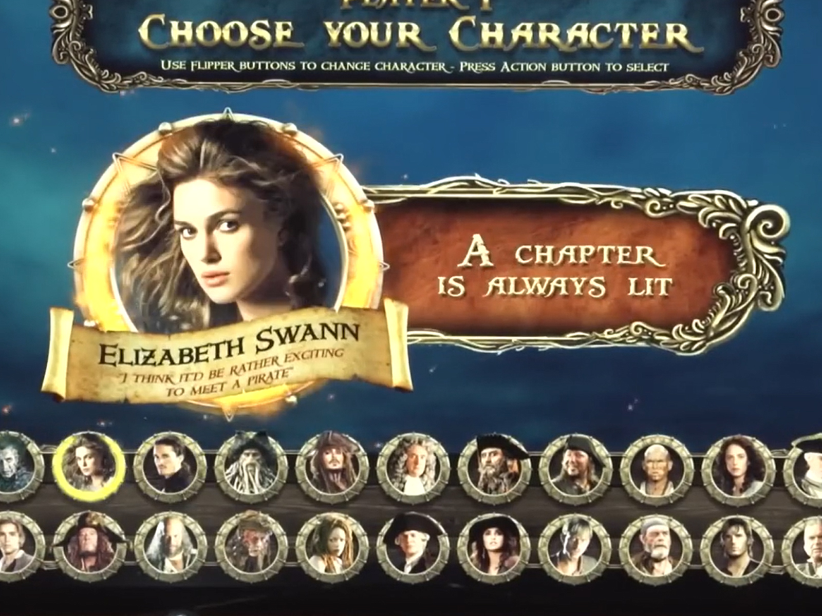 22 speelbare personages op de Pirates of the Caribbean flipperkast