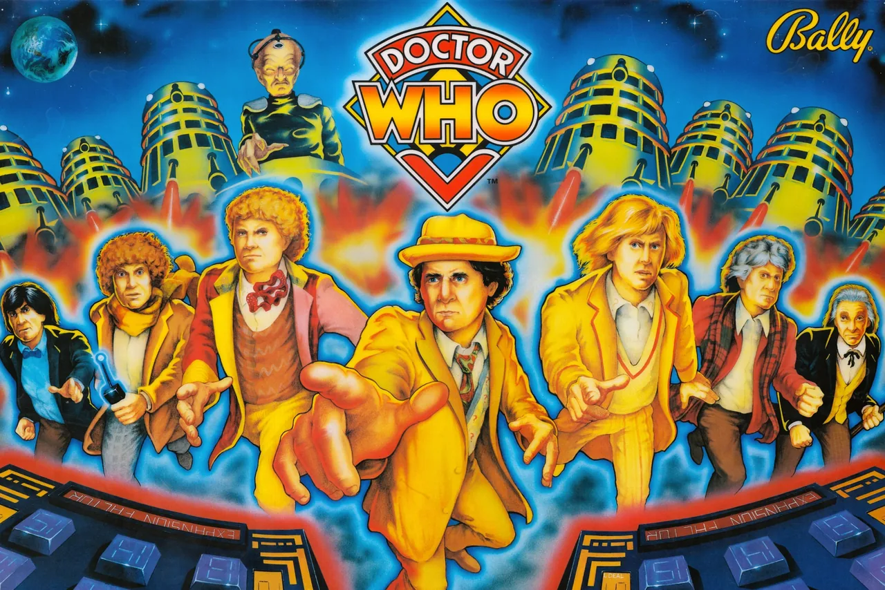 Bally Doctor Who flipperkast te huren - reis door tijd en ruimte met alle zeven Doctors