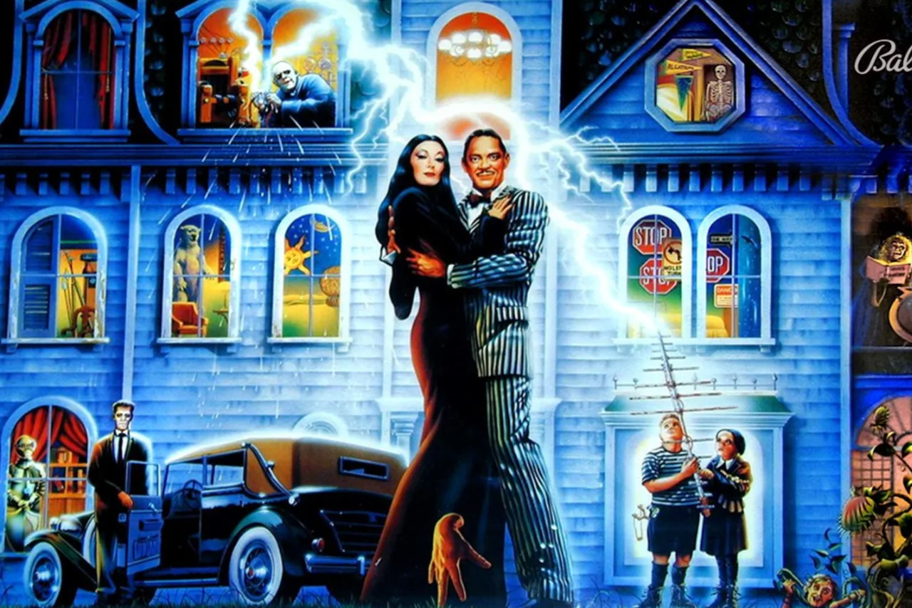 Bally The Addams Family flipperkast te huren - het spookhuis met Gomez en Morticia
