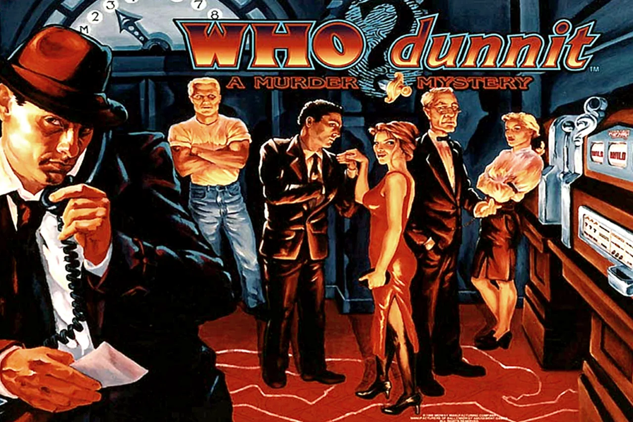Bally Who Dunnit flipperkast te huren - een film-noir moordmysterie dat jij moet oplossen