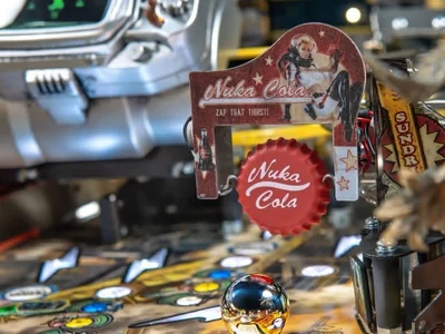 De draaiende Nuka-Cola-dop op de Fallout flipperkast